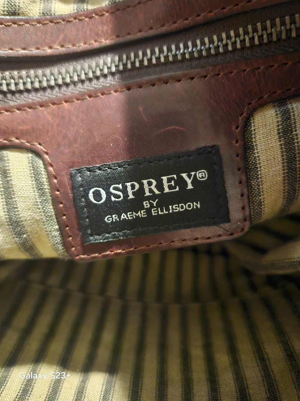 OSPREY Brown Leather Messenger Bag with Adjustable Strap